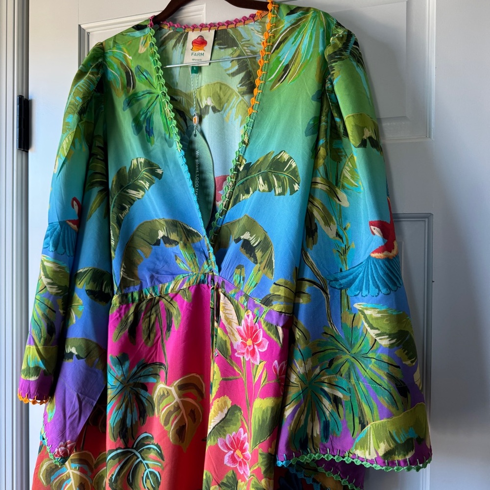 FARM RIO Ombre Forest Ruffle Tunic Dress - Picture 12 of 15